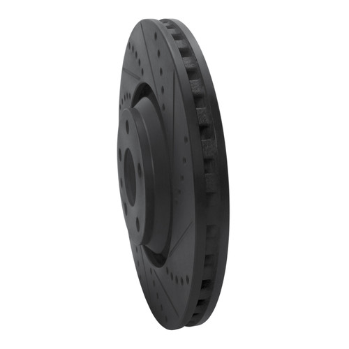 R1 08-11 Audi TTS Quattro Front Right Drilled & Slotted Black Brake Rotor