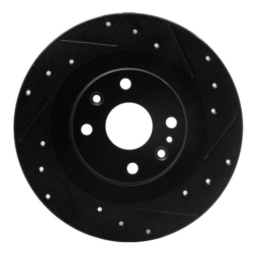 R1 01-05 Mazda Miata Rear Right Drilled & Slotted Black Brake Rotor