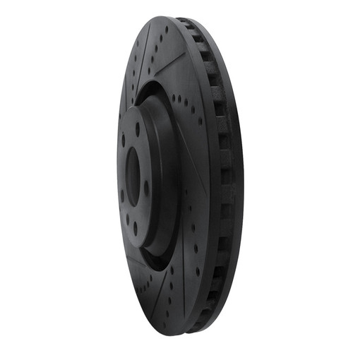 R1 08-11 Audi TT Quattro Front Left Drilled & Slotted Black Brake Rotor