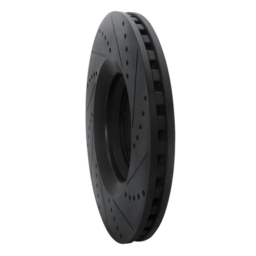 R1 08-11 Audi TT Quattro Front Left Drilled & Slotted Black Brake Rotor