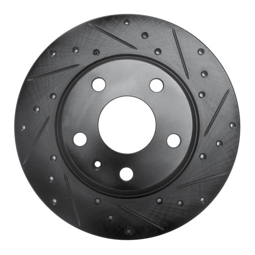 R1 08-15 Audi TT Quattro Rear Right Drilled & Slotted Black Brake Rotor