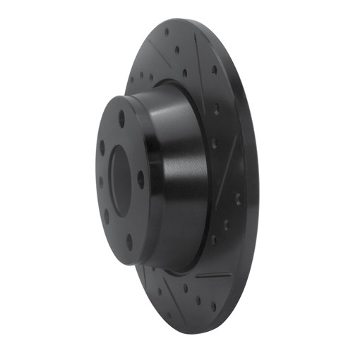 R1 08-15 Audi TT Quattro Rear Right Drilled & Slotted Black Brake Rotor