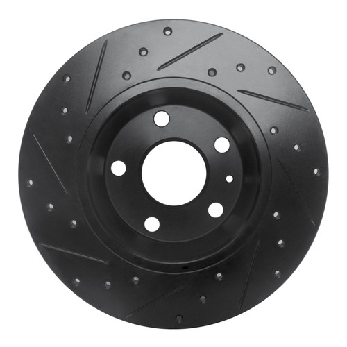 R1 08-15 Audi TT Quattro Rear Right Drilled & Slotted Black Brake Rotor