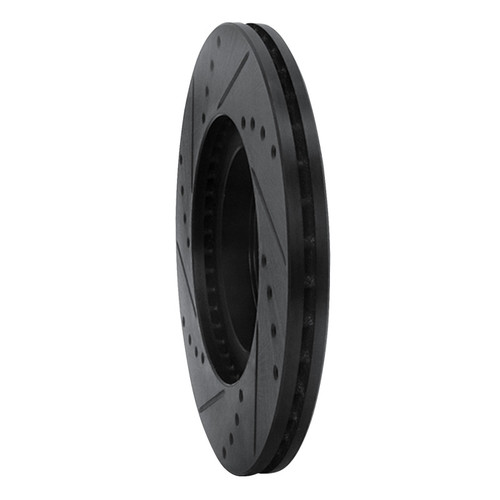 R1 01-05 Mazda Miata Front Right Drilled & Slotted Black Brake Rotor