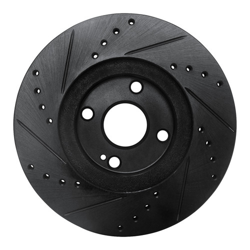 R1 01-05 Mazda Miata Front Right Drilled & Slotted Black Brake Rotor