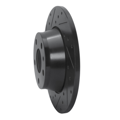 R1 08-15 Audi TT Quattro Rear Left Drilled & Slotted Black Brake Rotor