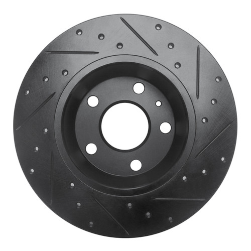 R1 08-15 Audi TT Quattro Rear Left Drilled & Slotted Black Brake Rotor