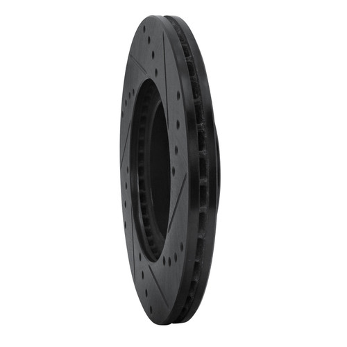 R1 01-05 Mazda Miata Front Left Drilled & Slotted Black Brake Rotor