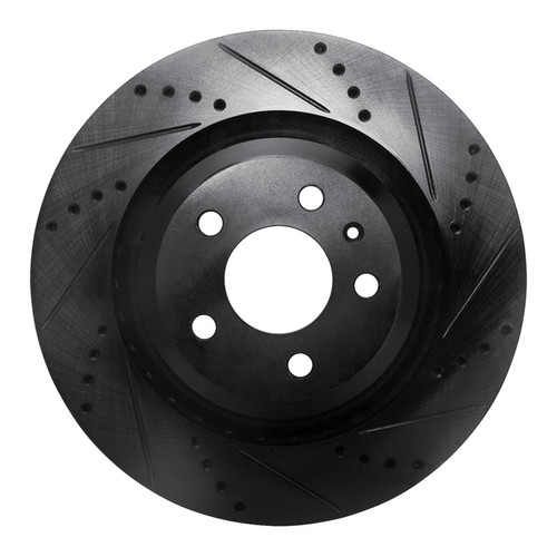 R1 07-11 Audi S6 Rear Right Drilled & Slotted Black Brake Rotor