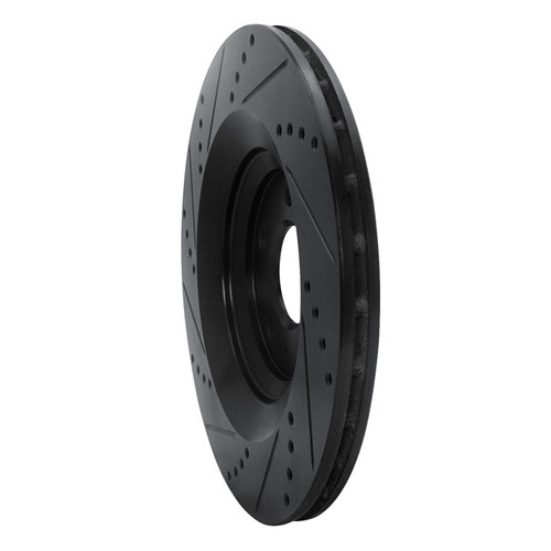 R1 07-11 Audi S6 Rear Right Drilled & Slotted Black Brake Rotor