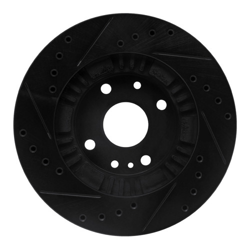 R1 99-03 Mazda Protege Front Right Drilled & Slotted Black Brake Rotor