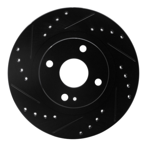 R1 99-03 Mazda Protege Front Left Drilled & Slotted Black Brake Rotor