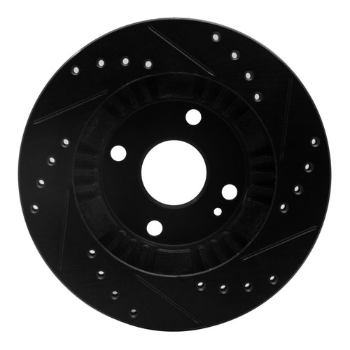 R1 99-03 Mazda Protege Front Left Drilled & Slotted Black Brake Rotor