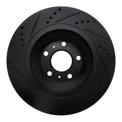 R1 04-18 Audi A8 Rear Right Drilled & Slotted Black Brake Rotor