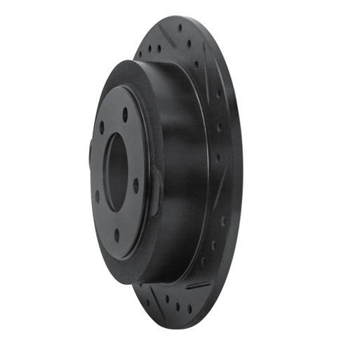 R1 95-02 Mazda Millenia Rear Right Drilled & Slotted Black Brake Rotor