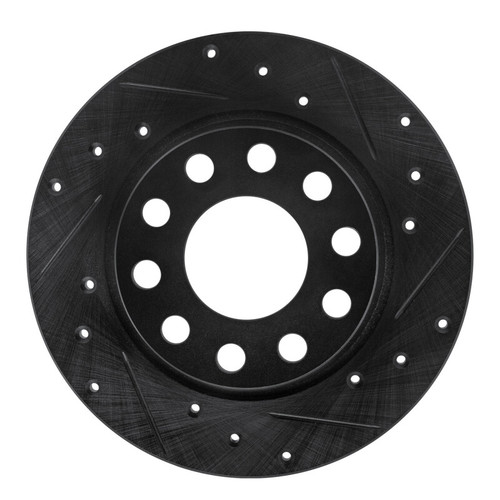 R1 00-08 Audi A4 (USA/Canada) Rear Right Drilled & Slotted Black Brake Rotor