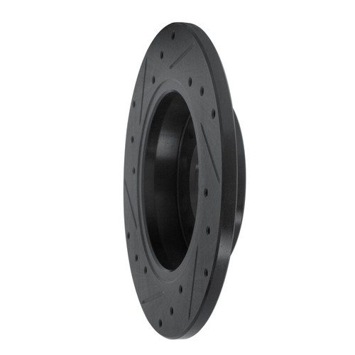 R1 00-08 Audi A4 (USA/Canada) Rear Right Drilled & Slotted Black Brake Rotor