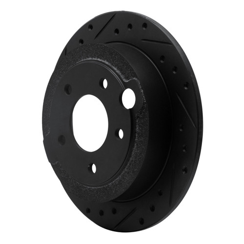 R1 95-02 Mazda Millenia Rear Left Drilled & Slotted Black Brake Rotor