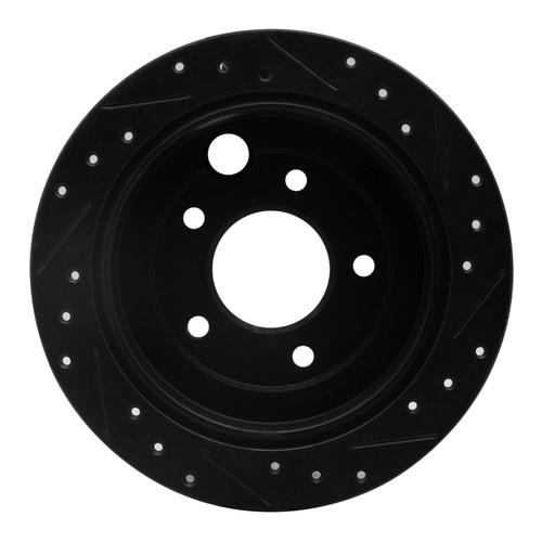 R1 95-02 Mazda Millenia Rear Left Drilled & Slotted Black Brake Rotor