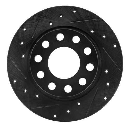 R1 00-08 Audi A4 (USA/Canada) Rear Left Drilled & Slotted Black Brake Rotor