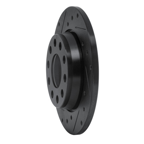 R1 00-08 Audi A4 (USA/Canada) Rear Left Drilled & Slotted Black Brake Rotor