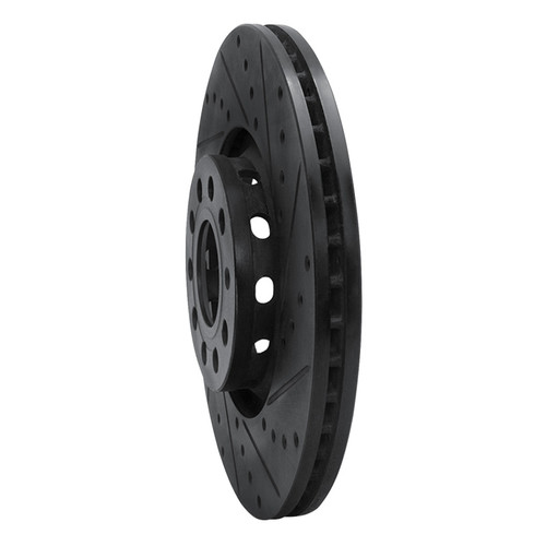 R1 97-06 Audi A4 Quattro Front Right Drilled & Slotted Black Brake Rotor