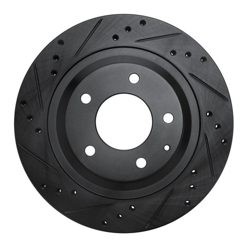 R1 93-95 Mazda RX-7 Rear Left Drilled & Slotted Black Brake Rotor