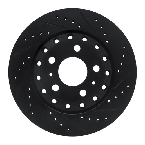R1 04-10 Audi A8 Rear Right Drilled & Slotted Black Brake Rotor