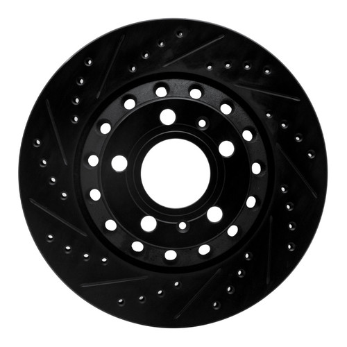 R1 04-10 Audi A8 Rear Left Drilled & Slotted Black Brake Rotor