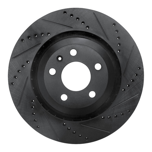 R1 05-11 Audi A6 Quattro Rear Right Drilled & Slotted Black Brake Rotor ECB-73039R