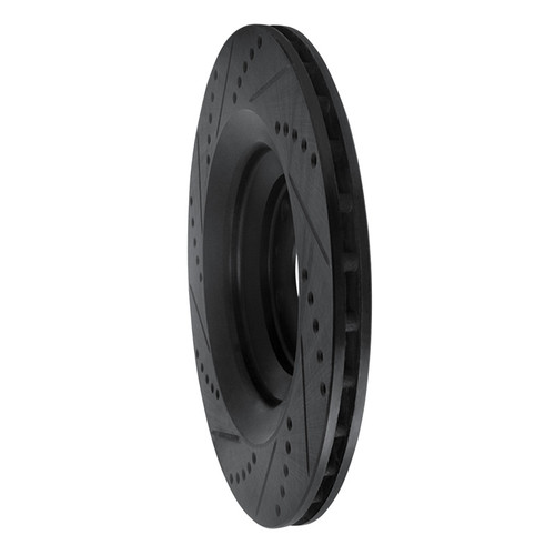 R1 05-11 Audi A6 Quattro Rear Right Drilled & Slotted Black Brake Rotor ECB-73039R