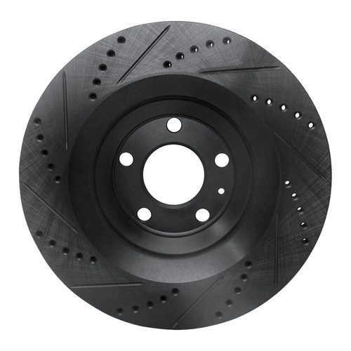 R1 05-11 Audi A6 Quattro Rear Right Drilled & Slotted Black Brake Rotor ECB-73039R