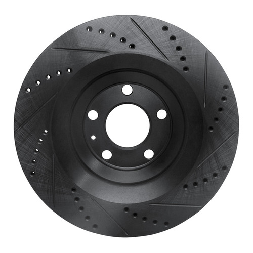 R1 05-11 Audi A6 Quattro Rear Left Drilled & Slotted Black Brake Rotor ECB-73039L