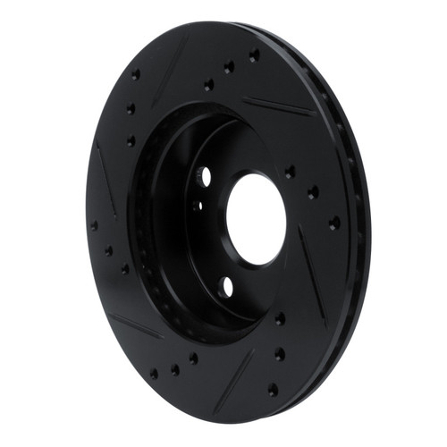 R1 90-93 Mazda Miata Front Right Drilled & Slotted Black Brake Rotor