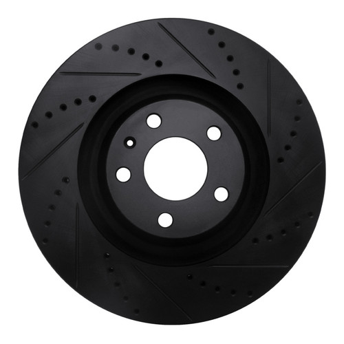 R1 05-11 Audi A6 Quattro Front Right Drilled & Slotted Black Brake Rotor