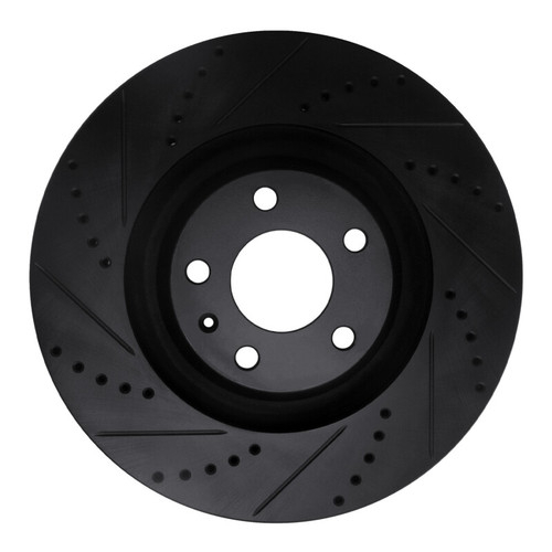 R1 05-11 Audi A6 Quattro Front Left Drilled & Slotted Black Brake Rotor ECB-73038L