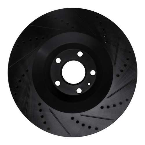 R1 05-11 Audi A6 Quattro Front Left Drilled & Slotted Black Brake Rotor ECB-73038L