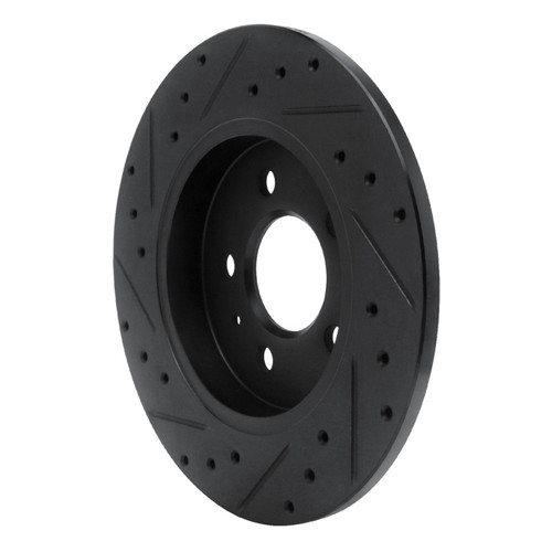 R1 00-09 Audi A4 (USA/Canada) Rear Right Drilled & Slotted Black Brake Rotor