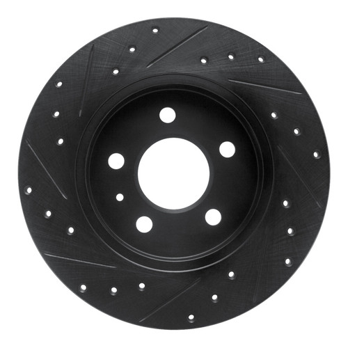 R1 00-09 Audi A4 (USA/Canada) Rear Right Drilled & Slotted Black Brake Rotor