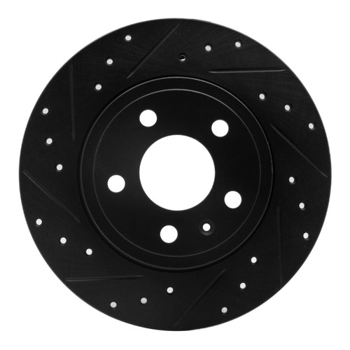 R1 00-09 Audi A4 Quattro Rear Left Drilled & Slotted Black Brake Rotor
