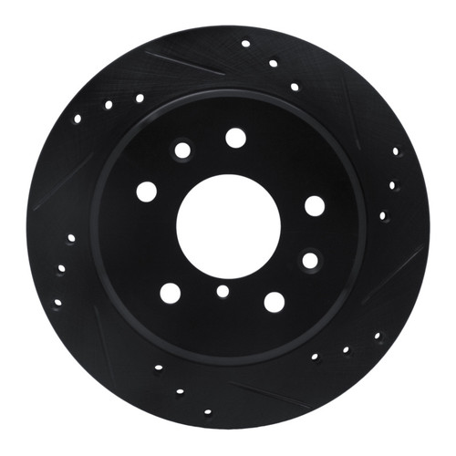 R1 86-91 Mazda RX-7 Rear Right Drilled & Slotted Black Brake Rotor