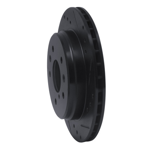 R1 86-91 Mazda RX-7 Rear Right Drilled & Slotted Black Brake Rotor