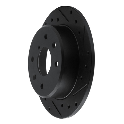 R1 86-88 Mazda RX-7 Rear Right Drilled & Slotted Black Brake Rotor