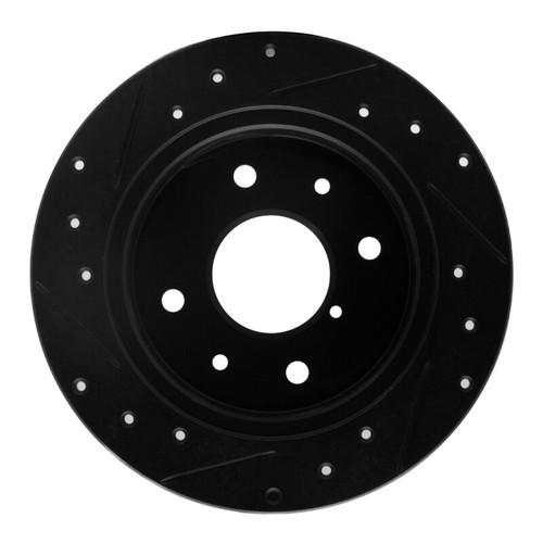 R1 86-88 Mazda RX-7 Rear Right Drilled & Slotted Black Brake Rotor