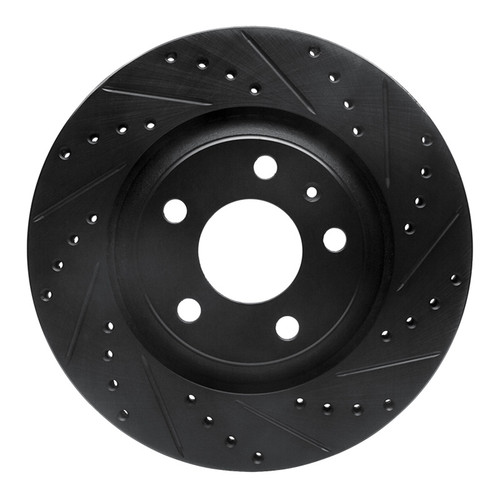 R1 04-09 Audi S4 Rear Right Drilled & Slotted Black Brake Rotor