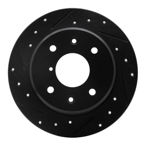 R1 86-88 Mazda RX-7 Rear Left Drilled & Slotted Black Brake Rotor