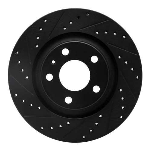 R1 04-09 Audi S4 Rear Left Drilled & Slotted Black Brake Rotor