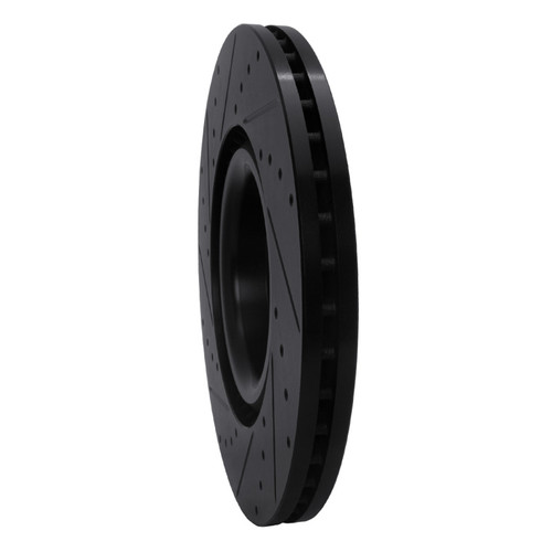 R1 04-09 Audi S4 Front Right Drilled & Slotted Black Brake Rotor