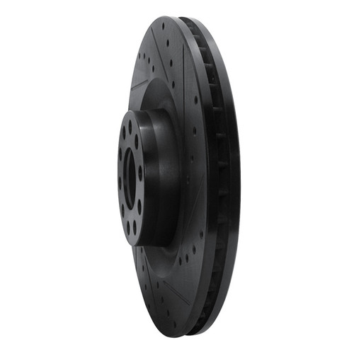 R1 01-03 Audi S8 Front Right Drilled & Slotted Black Brake Rotor