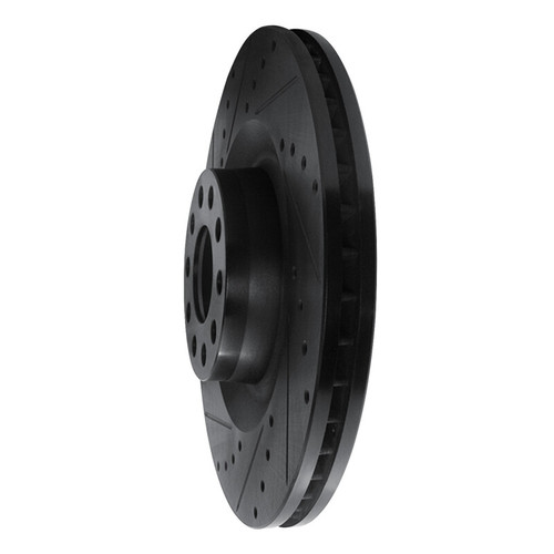 R1 01-03 Audi S8 Front Left Drilled & Slotted Black Brake Rotor